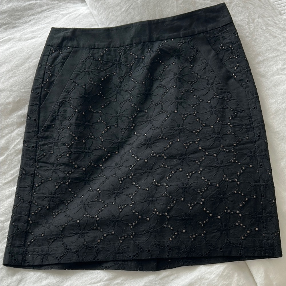 LOFT Outlet Black Embellished Pencil Mini Skirt